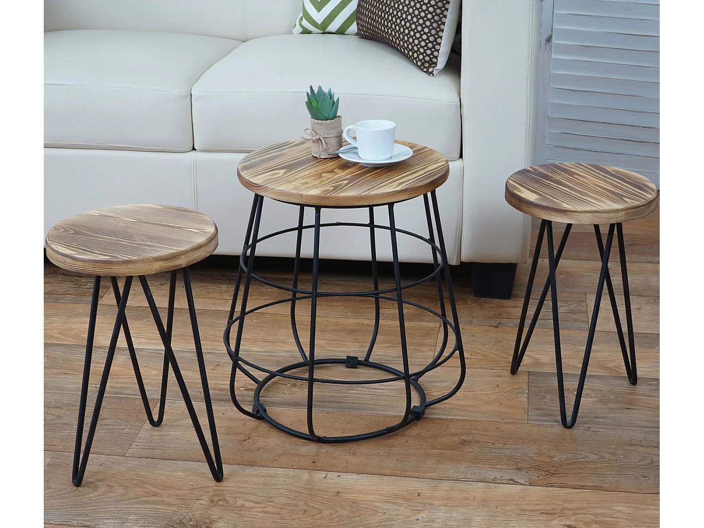 Pouf avec table MCW-A80 (3 pièces)