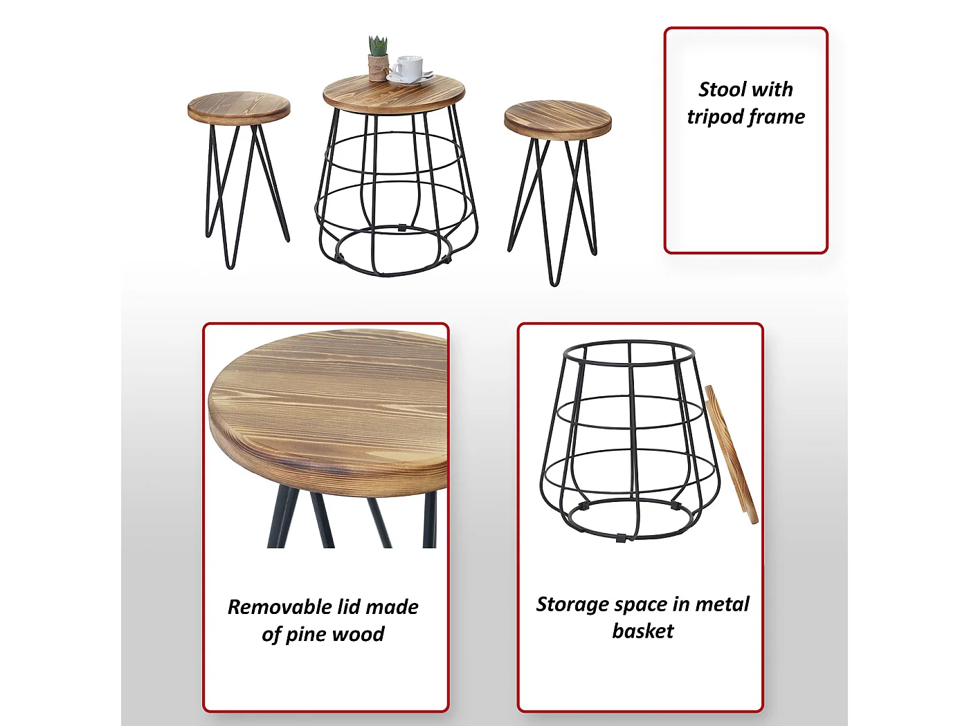 Pouf avec table MCW-A80 (3 pièces)