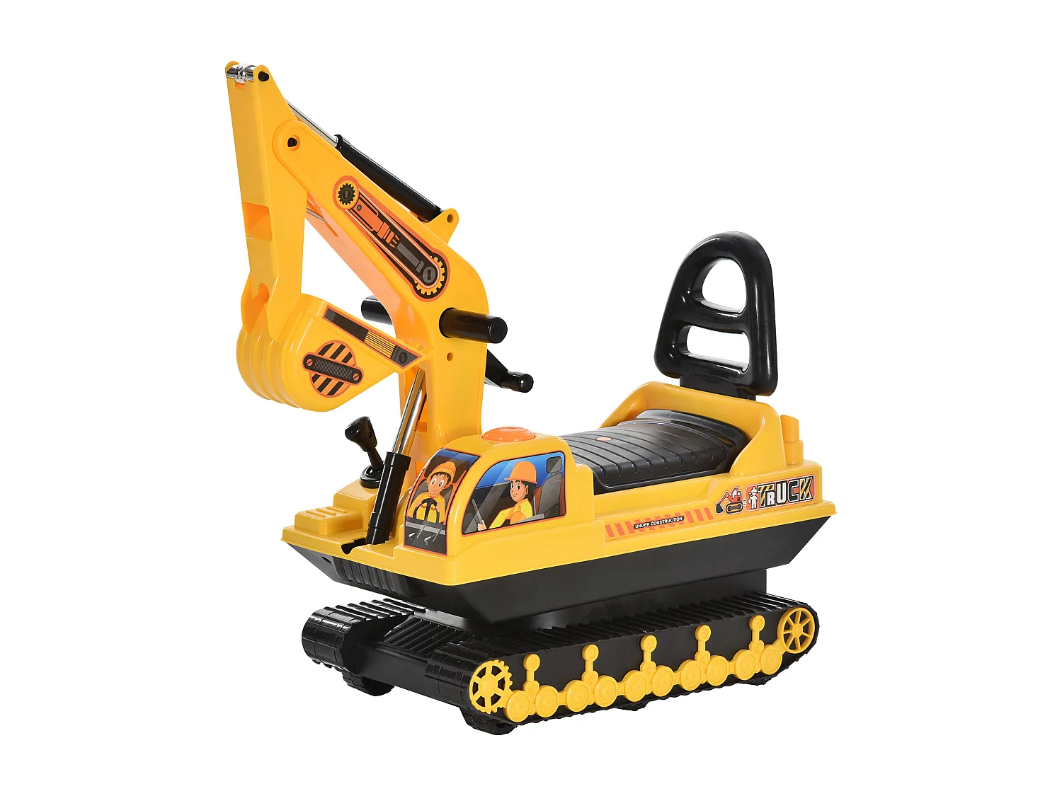 Porteur enfant tractopelle 12-36 mois coffre klaxon fonction pivotante jaune