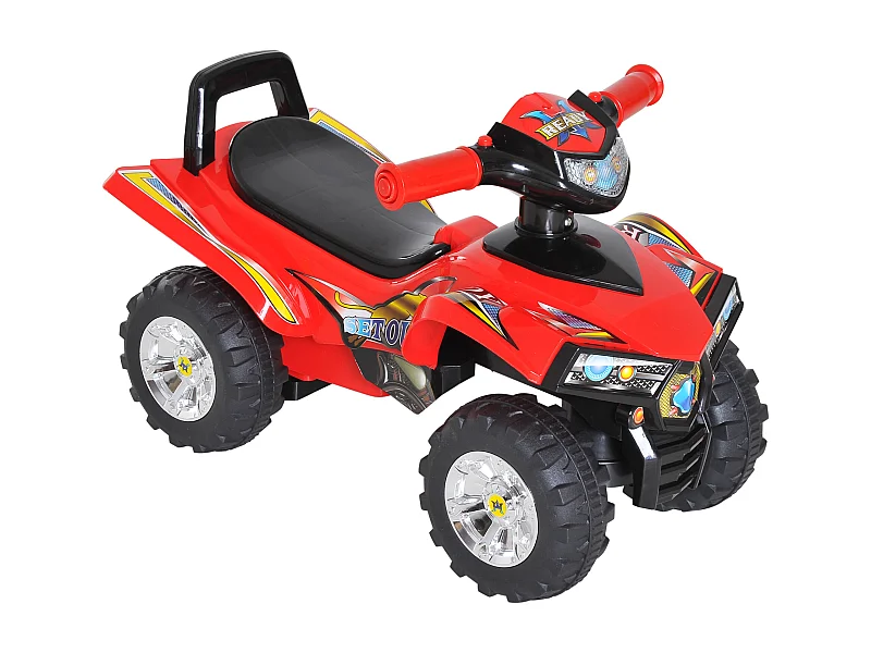 Porteur enfants quad 12-36 mois dim. 60L x 38l x 42H cm effets lumineux et sonores rouge noir