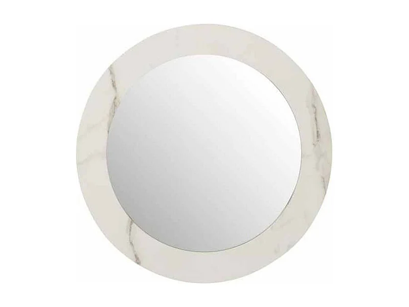 Miroir Mural Rond "Effet Marbre" 60cm Blanc