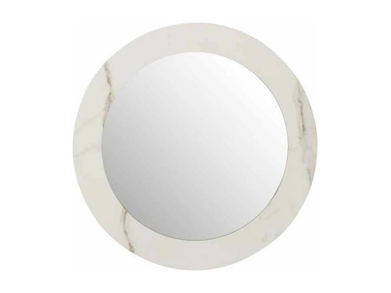 Miroir Mural Rond "Effet Marbre" 60cm Blanc
