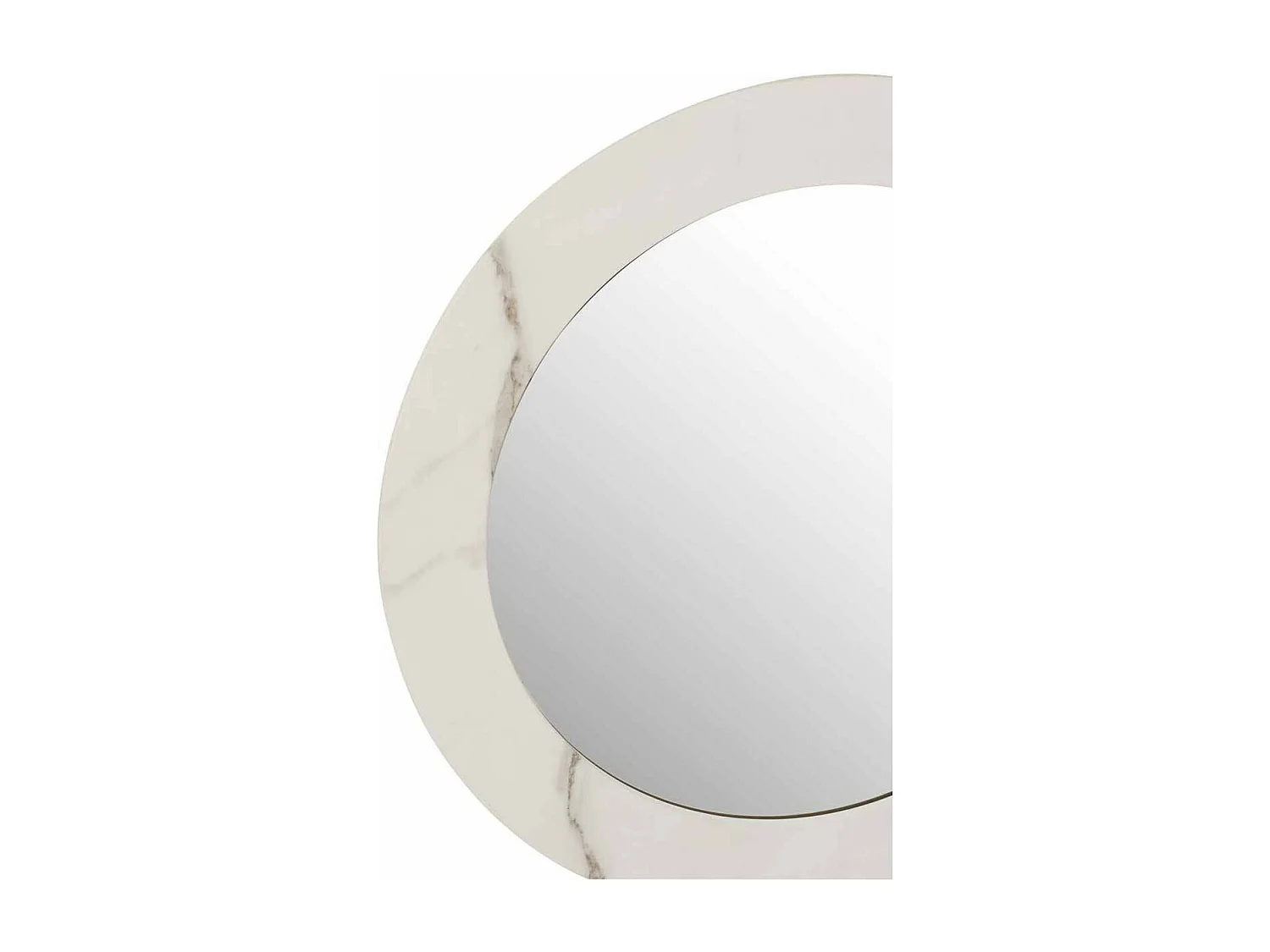 Miroir Mural Rond "Effet Marbre" 60cm Blanc