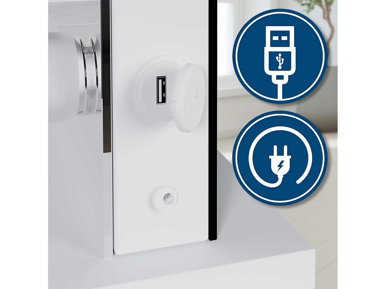 Coiffeuse - carré - Bois - 143 x 50 cm - Blanc - Tiline