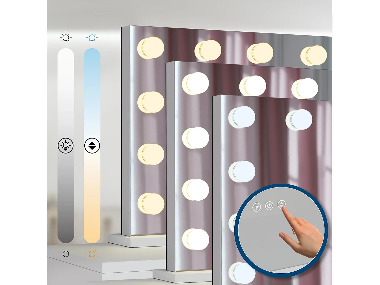 Coiffeuse - carré - Bois - 143 x 50 cm - Blanc - Tiline