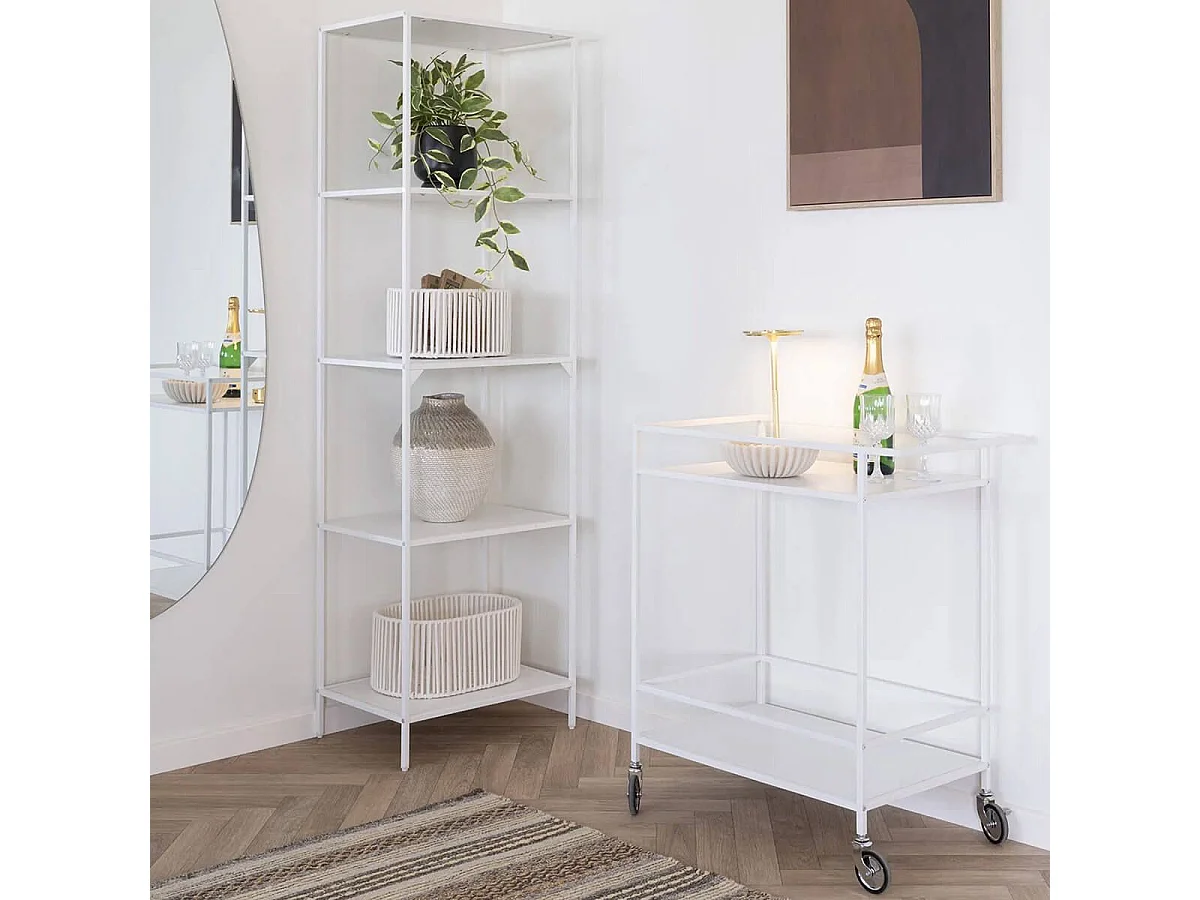 BRUZZI - Desserte sur Roulettes Acier et Plateaux Blanc