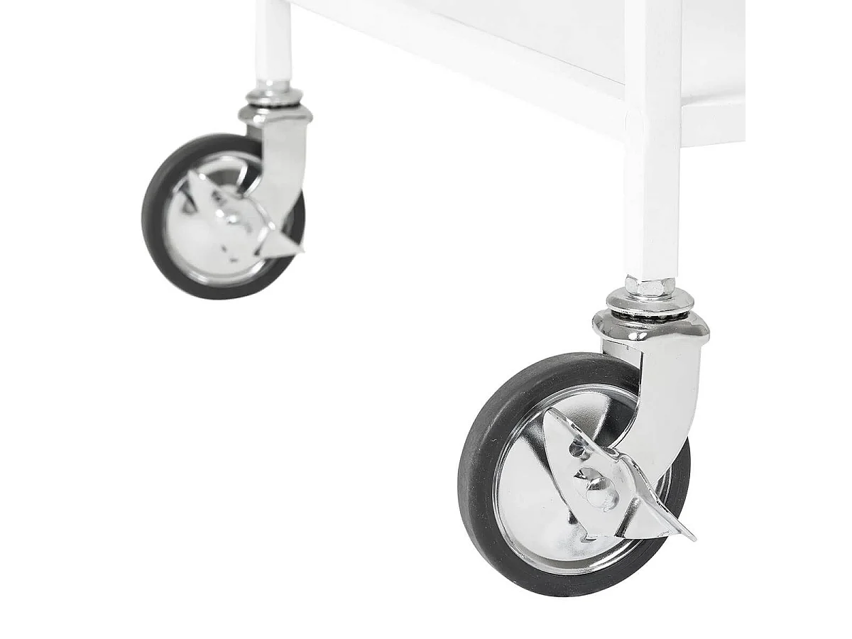 BRUZZI - Desserte sur Roulettes Acier et Plateaux Blanc