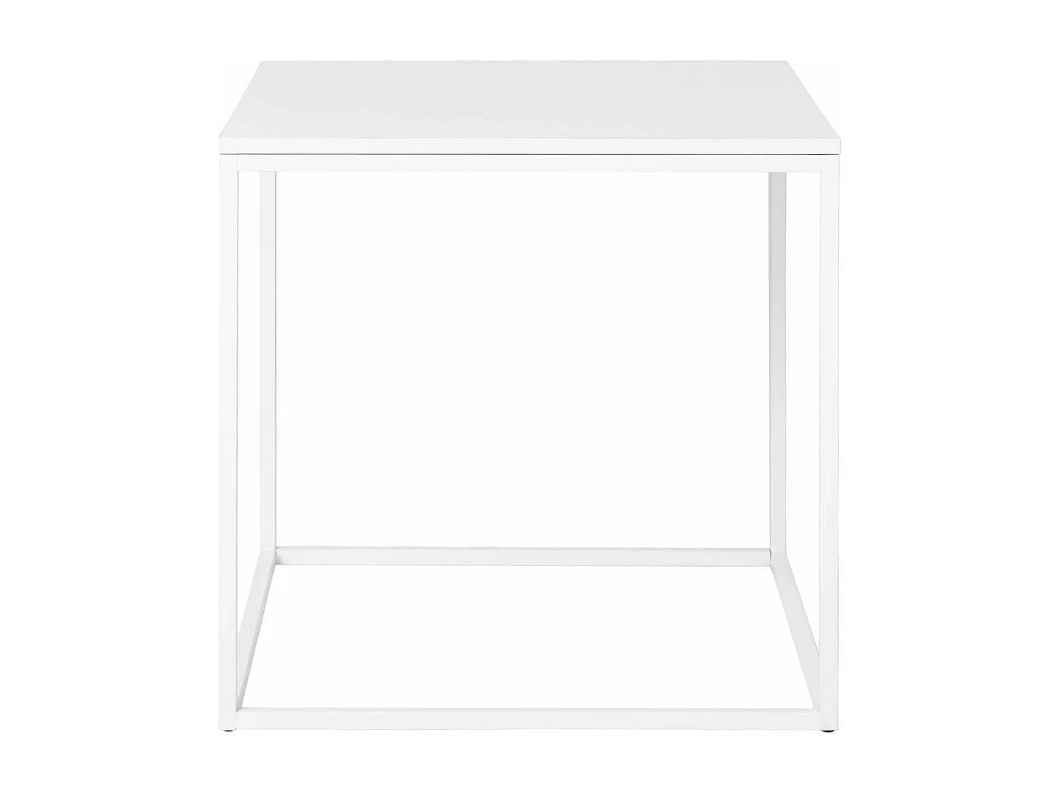 HARALD - Bout de Canapé Carré Acier et Aspect Bois Blanc