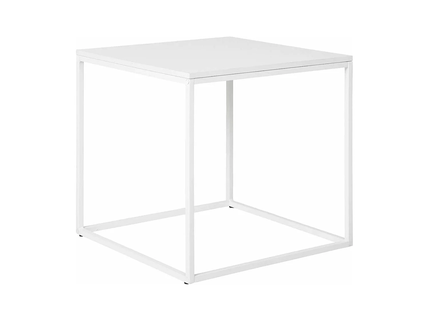 HARALD - Bout de Canapé Carré Acier et Aspect Bois Blanc