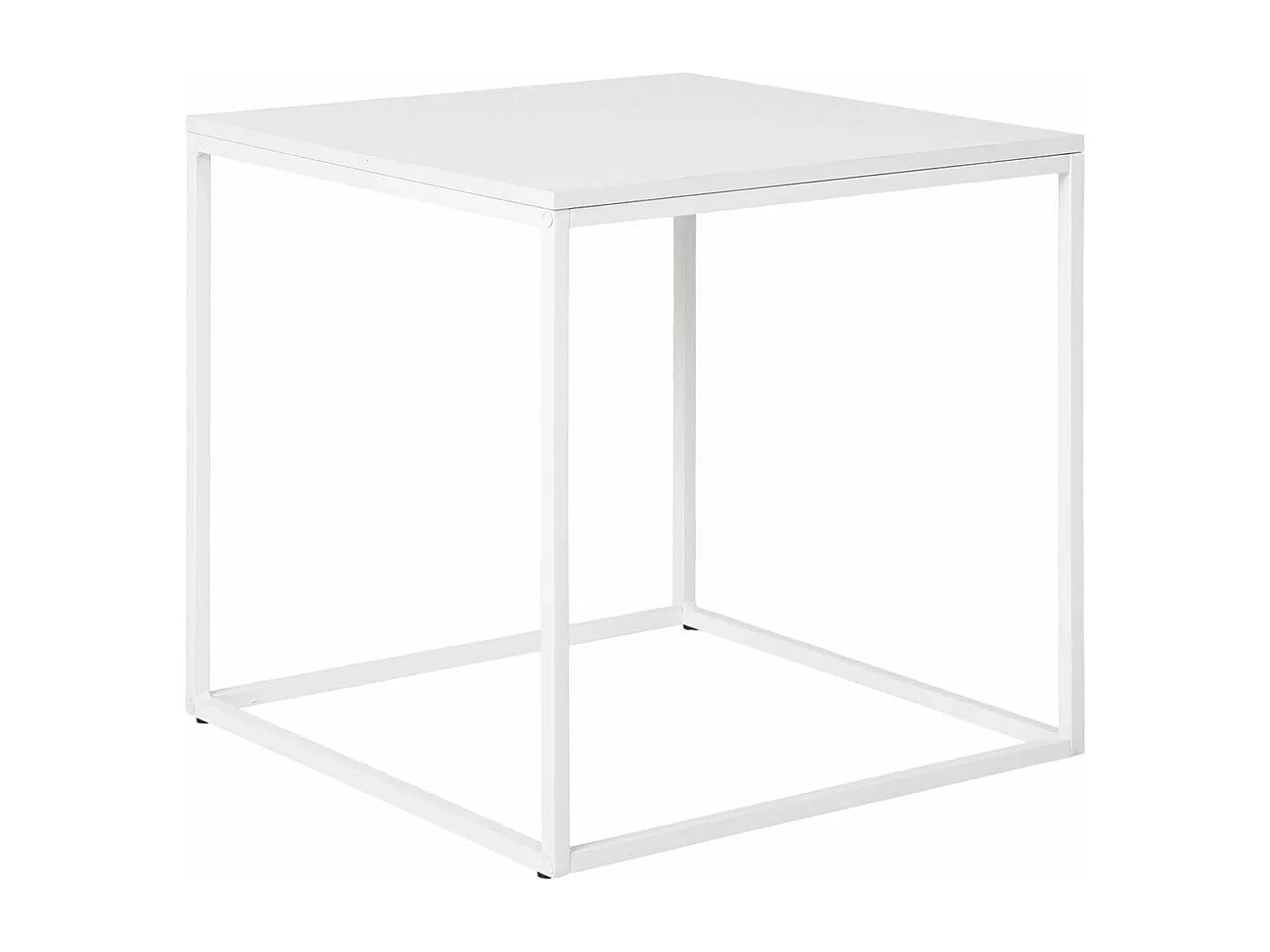 HARALD - Bout de Canapé Carré Acier et Aspect Bois Blanc