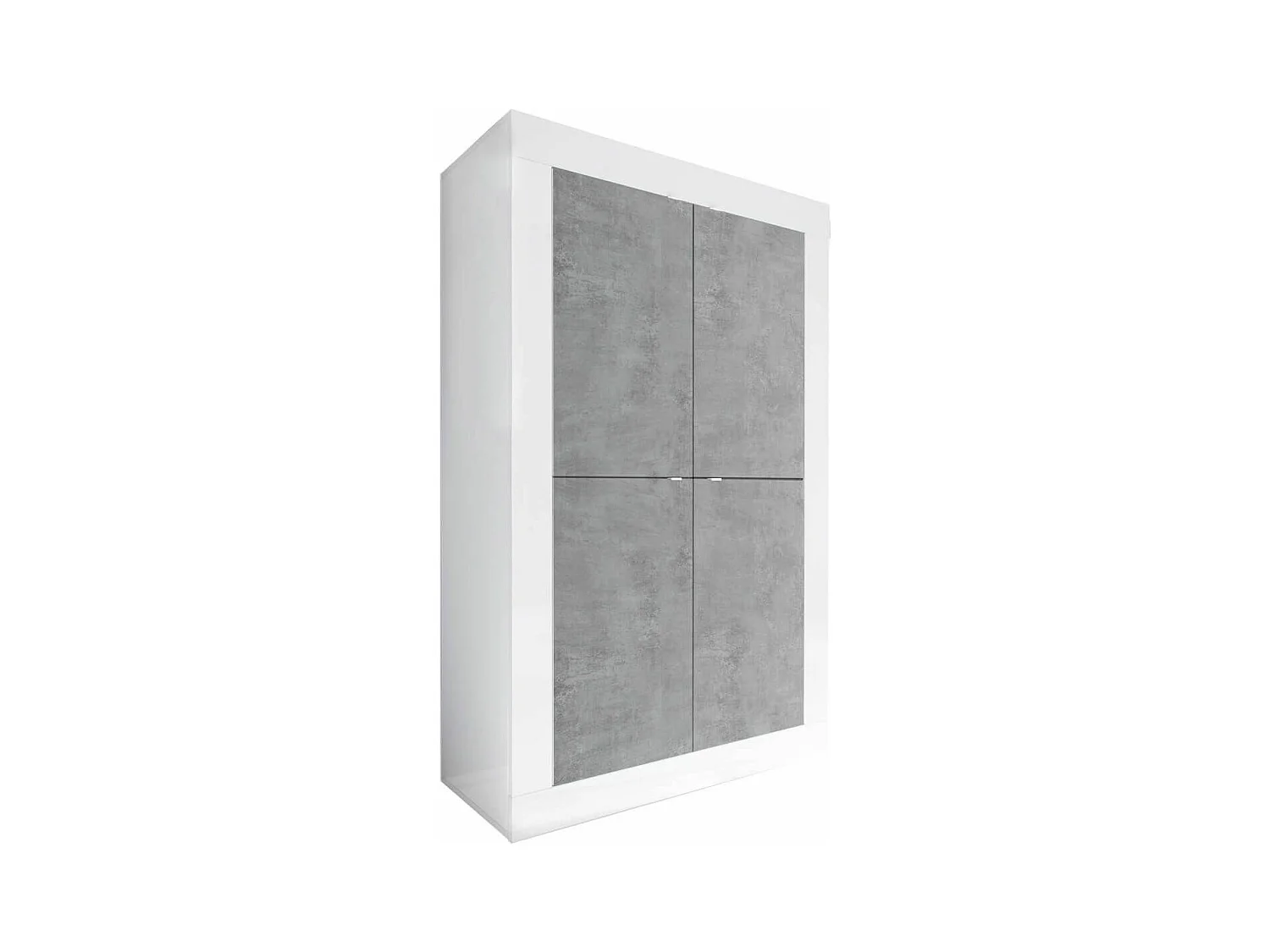 OTELLO - Rangement 4 Portes Finition Blanc Laqué et Aspect Béton