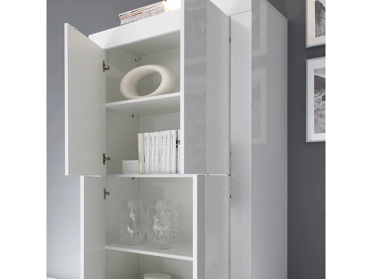 OTELLO - Rangement 4 Portes Finition Blanc Laqué Weiss