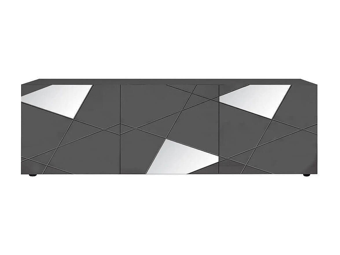 ORIANA - Ensemble Salon Gris Carbone avec Sérigraphies et Miroirs