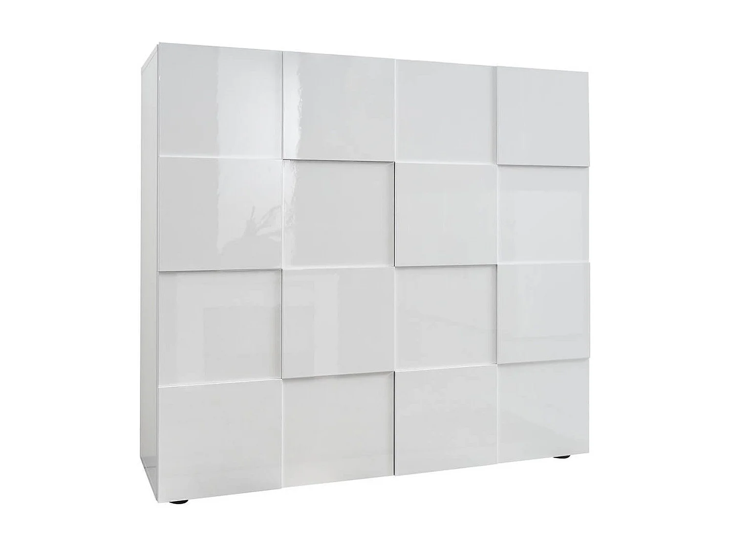 REBECCA - Ensemble Salon complet Meuble TV 181 cm Blanc Laqué Weiss Relief Damiers