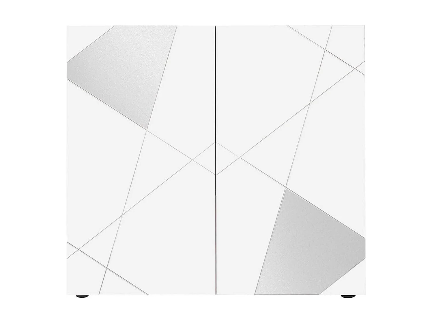 ORIANA - Ensemble Salon Finition Blanc Laqué avec Sérigraphies et Miroirs
