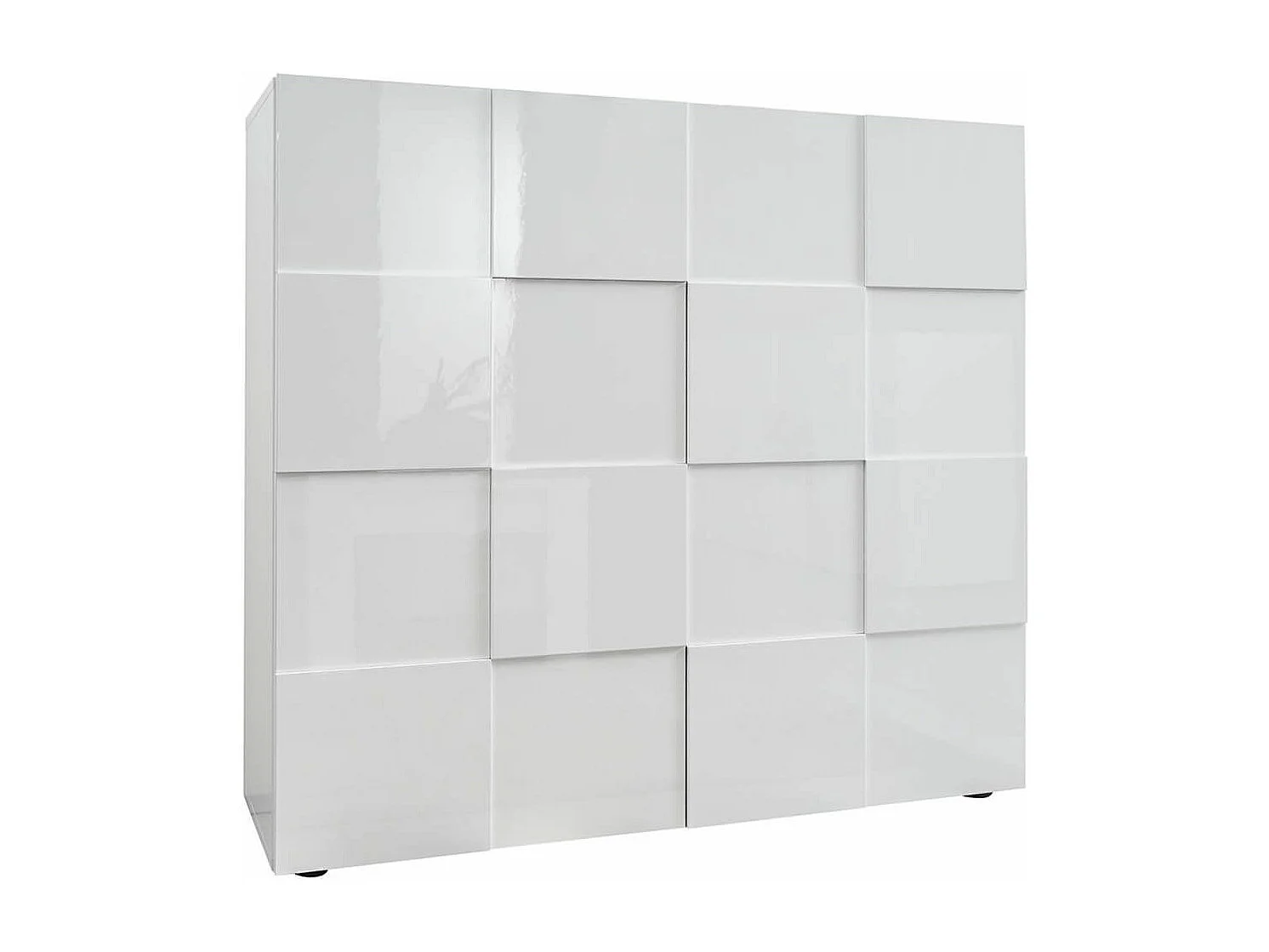 REBECCA - Ensemble Salon complet Meuble TV 121 cm Blanc Laqué Weiss Relief Damiers
