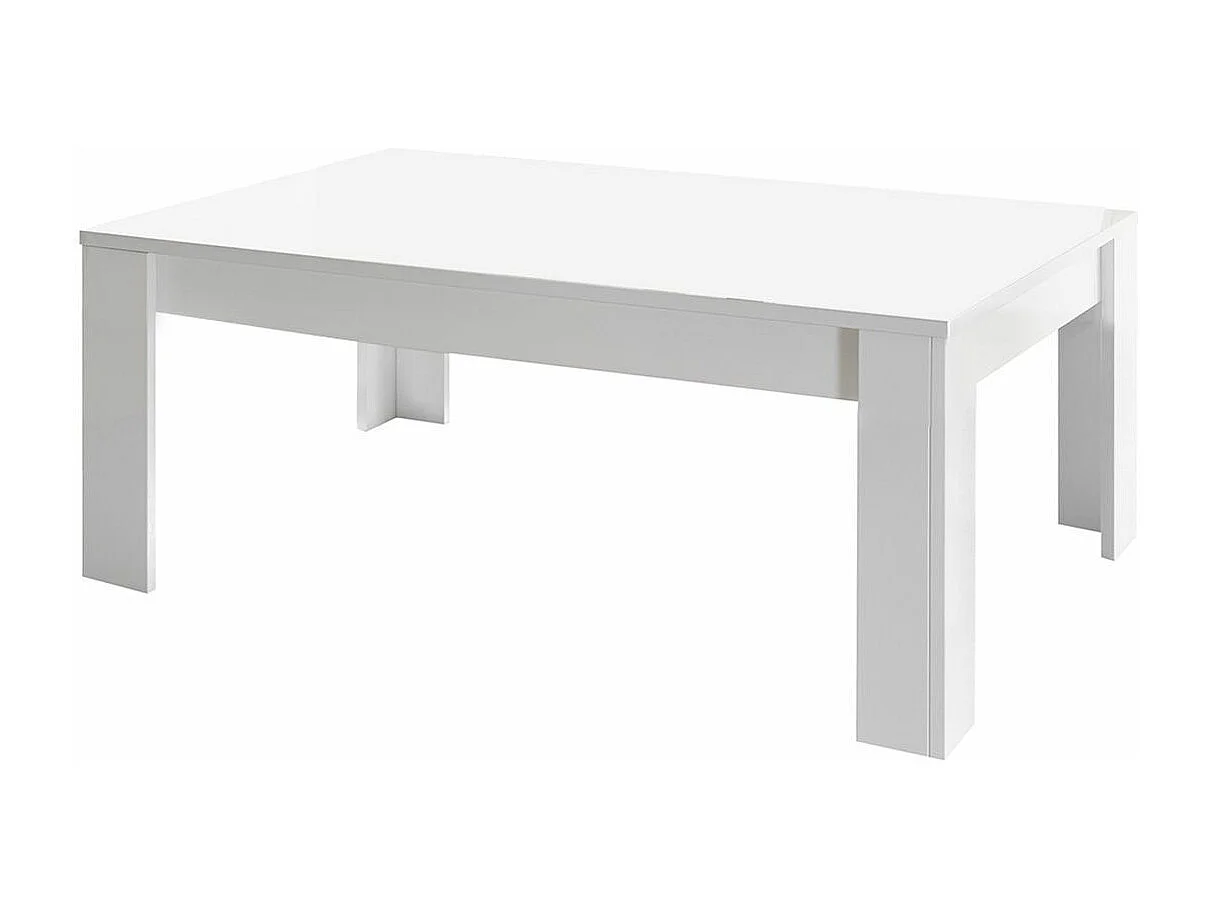 REBECCA - Ensemble Salon complet Meuble TV 121 cm Blanc Laqué Weiss Relief Damiers