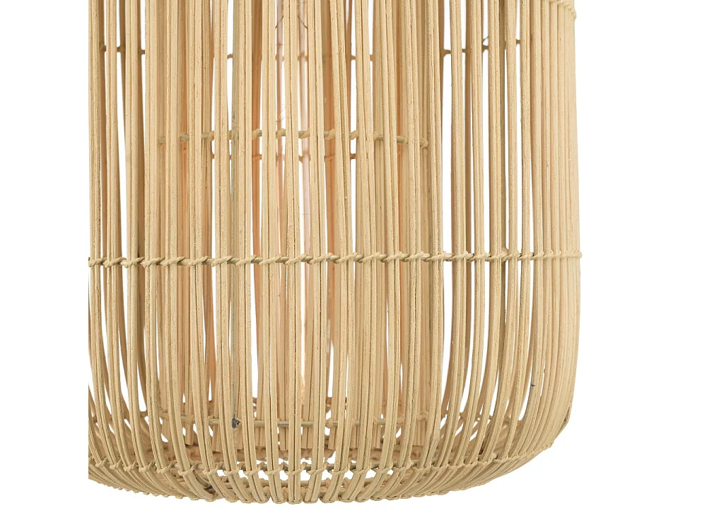 SIXTINE - Suspension 35x35cm bois de teck et rotin couleur naturelle