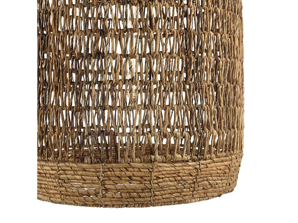 SIXTINE - Suspension 50x50cm en bois de teck recyclé et rotin beige