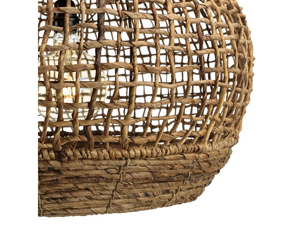 SIXTINE - Suspension 'boule' 60x60cm en bois teck et rotin naturelle