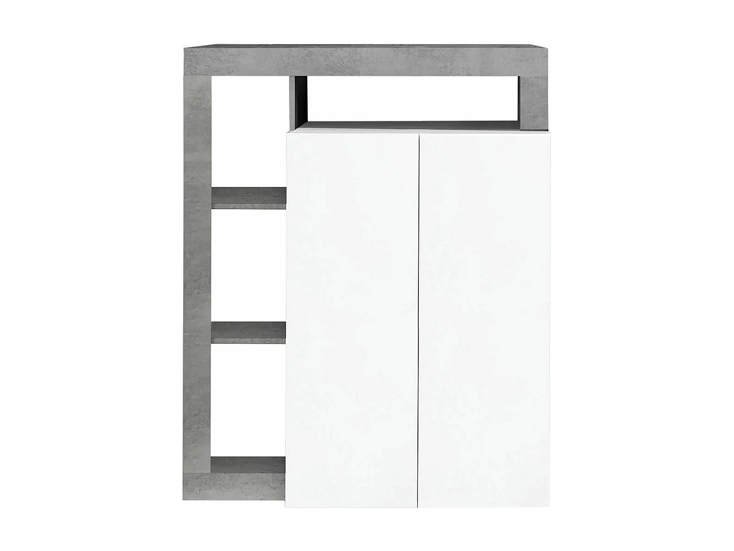 ARTURO - Ensemble Buffet 4P + Meubles TV et Bar Blanc Laqué Niches Aspect Cimento