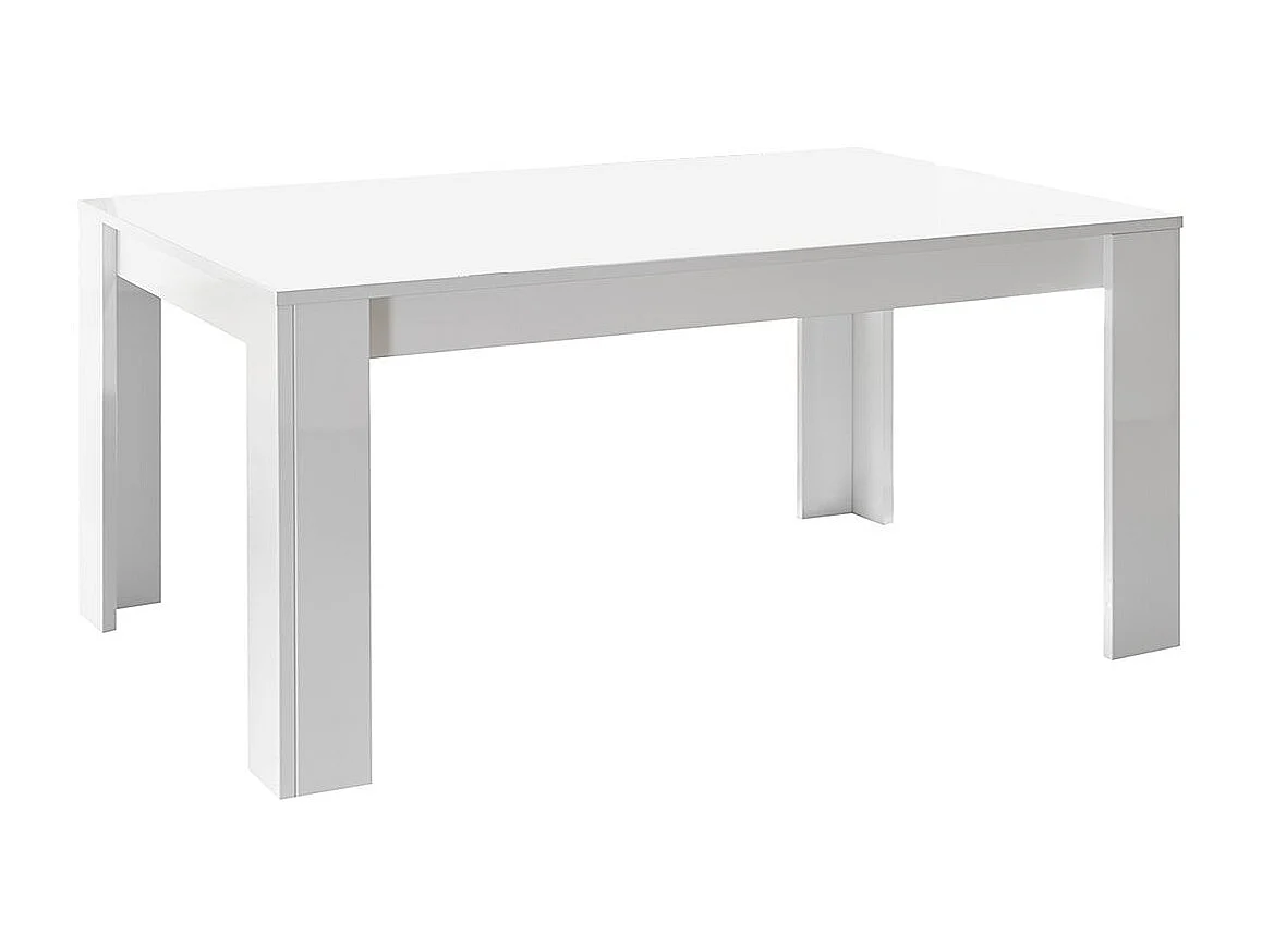 ARTURO - Séjour Complet Table + Buffet 4P Blanc Laqué Niches Aspect Bois Cadiz