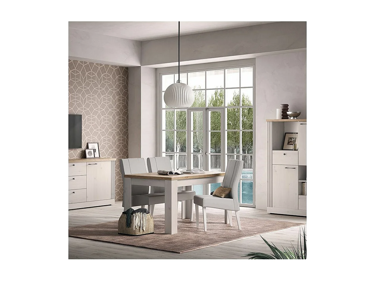 NASHVIL - Ensemble Séjour complet Aspect Chêne Blanchi et Chêne clair