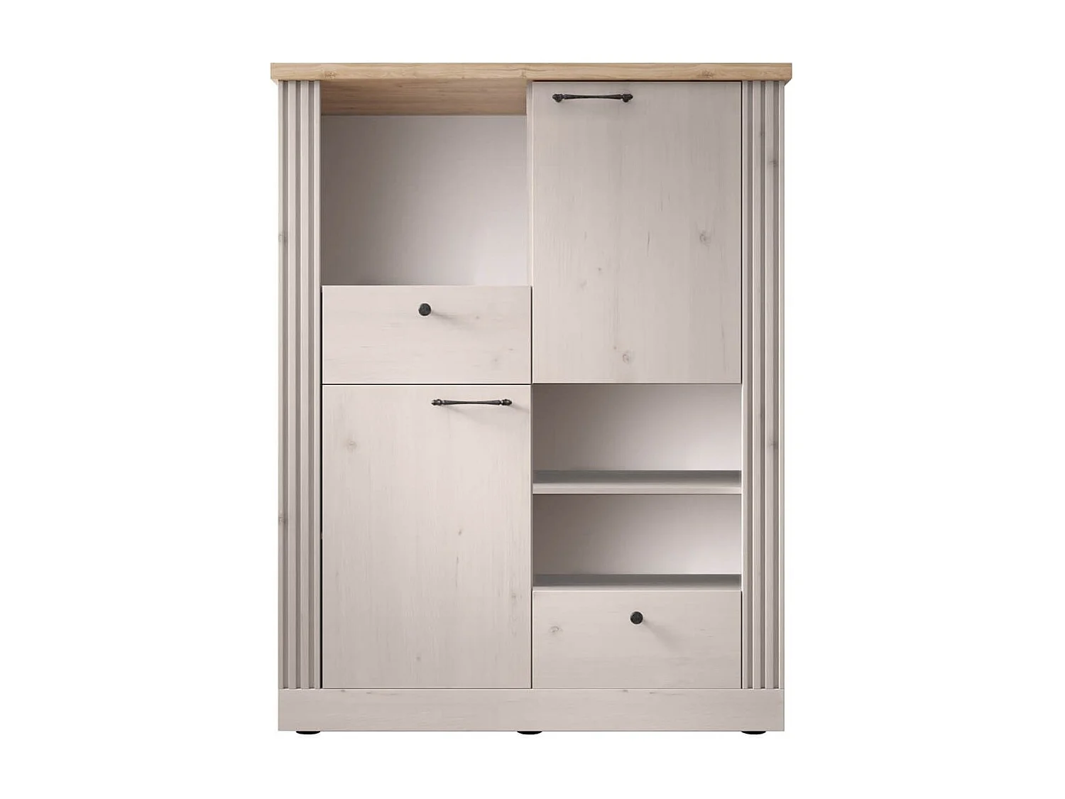 NASHVIL - Ensemble Séjour complet Aspect Chêne Blanchi et Chêne clair