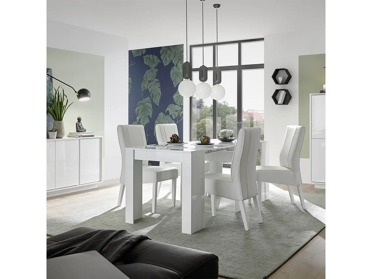 LYSIANE - Ensemble Séjour complet Finition Blanc Laqué Brillant Weiss