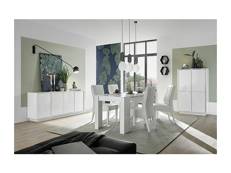 LYSIANE - Ensemble Séjour complet Finition Blanc Laqué Brillant Weiss