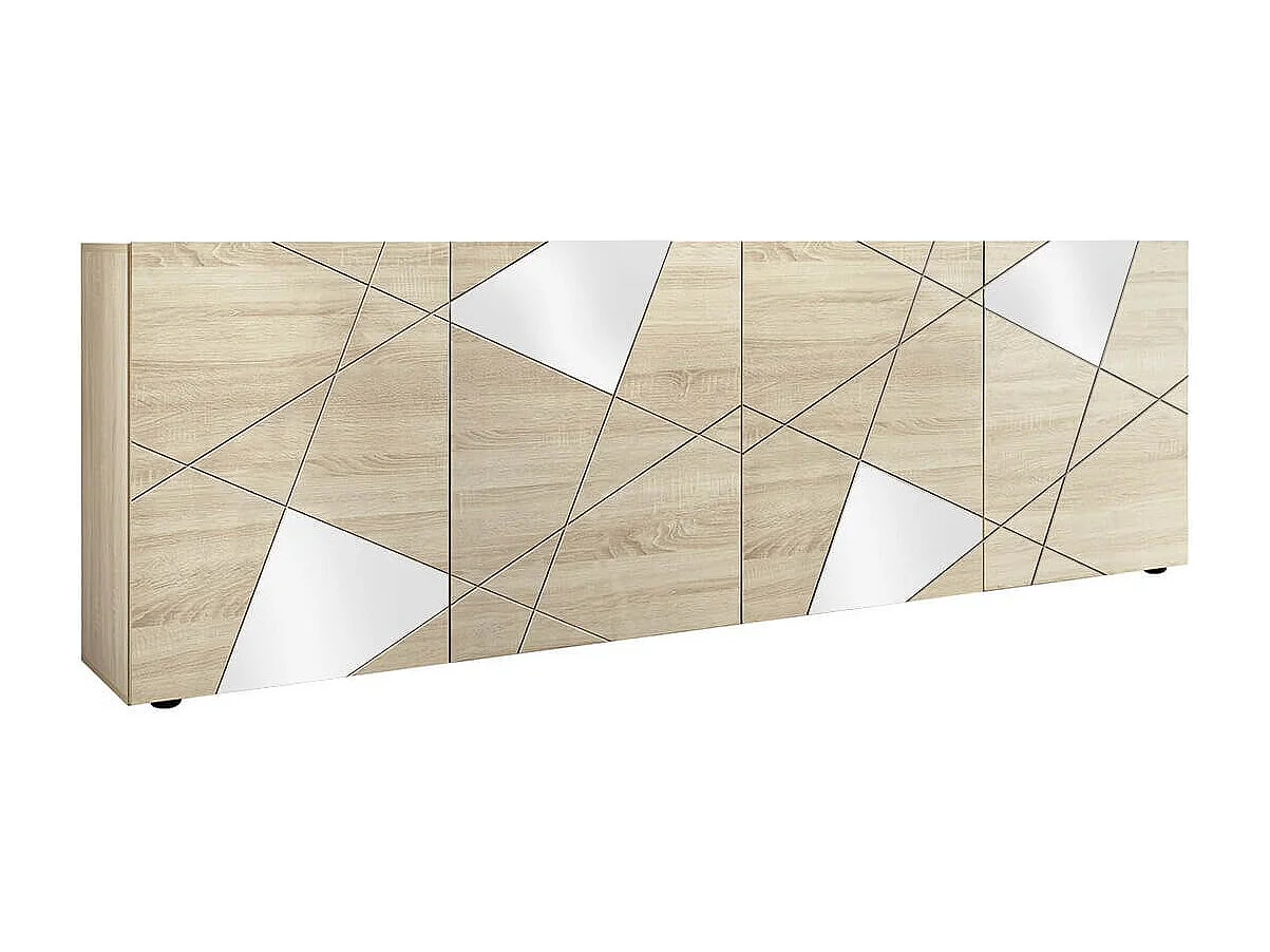 ORIANA - Ensemble Séjour Finition Bois Samoa avec Sérigraphies et Miroirs