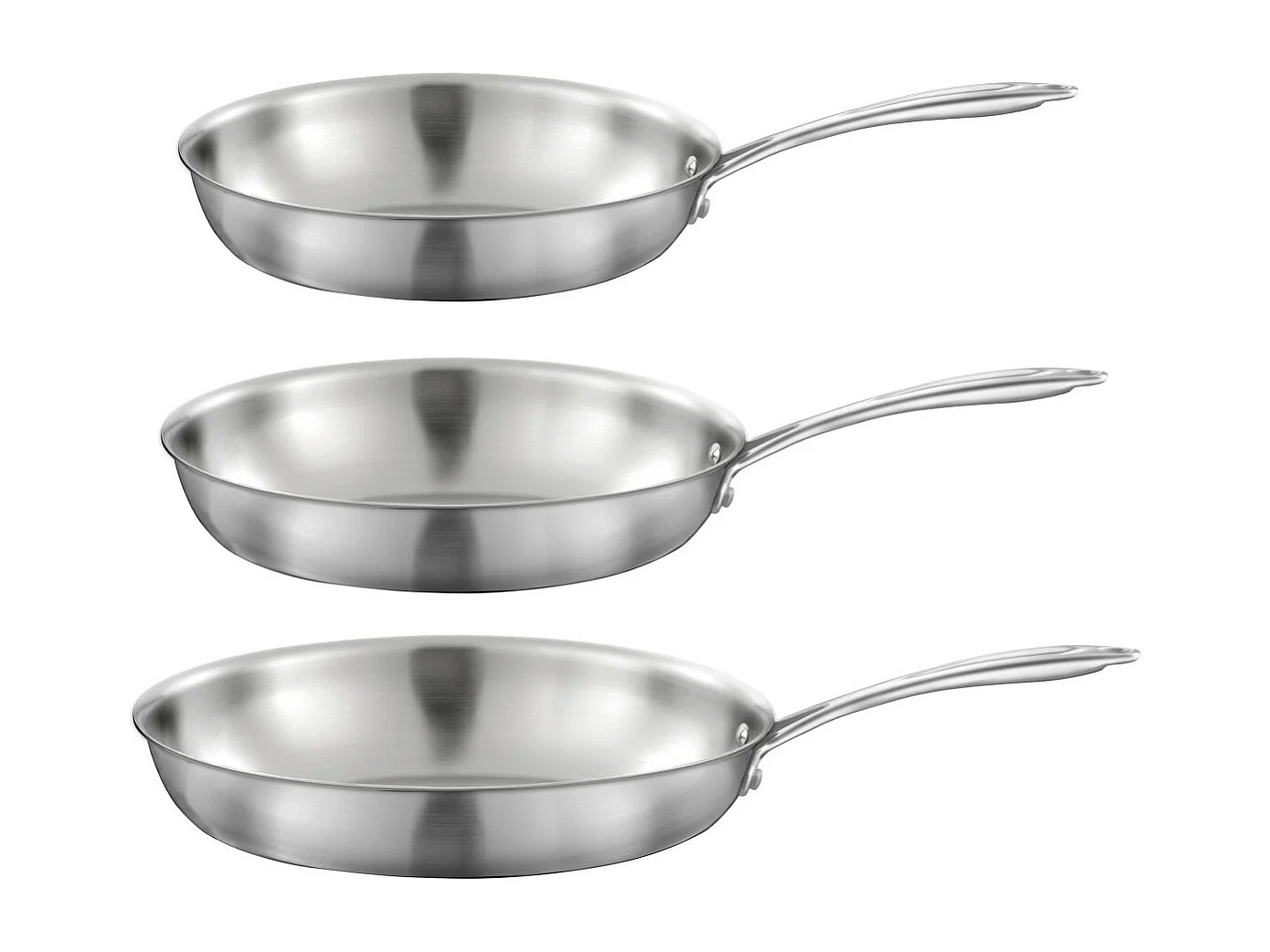 Gourmet - Lot de 3 poêles inox 24-28-32cm