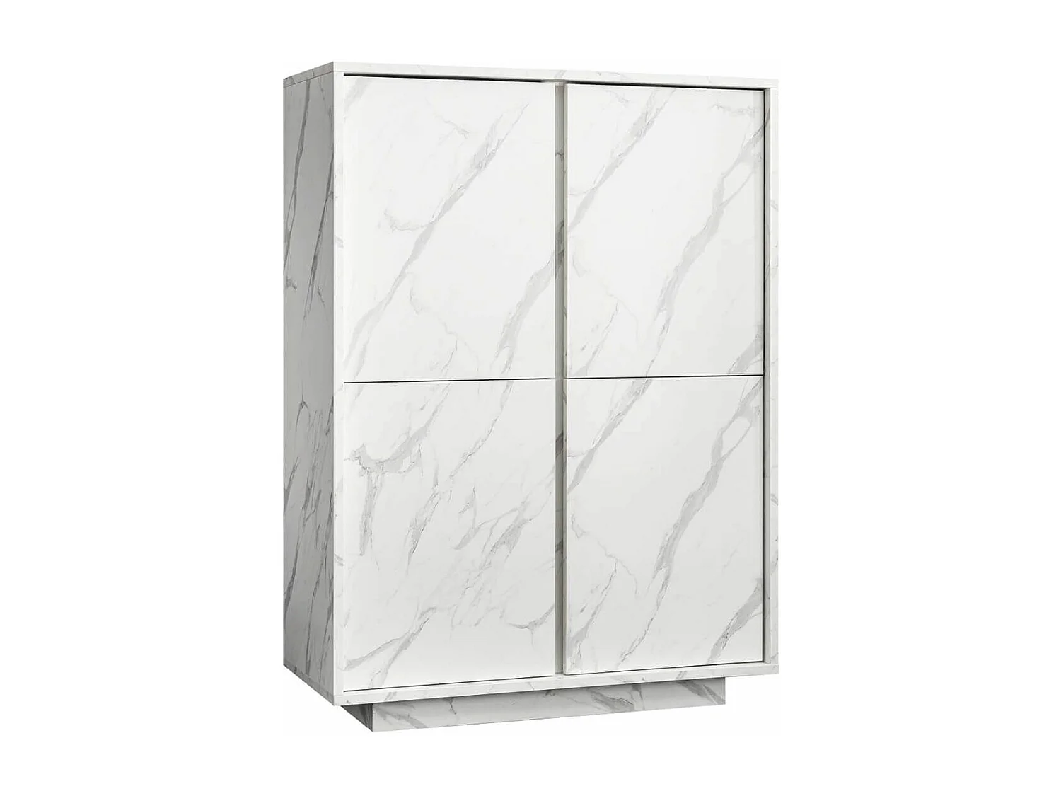 PIRALIA - Argentier 4 Portes Aspect Marbre Blanc