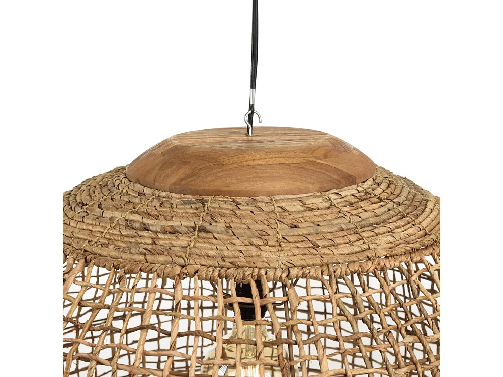 SIXTINE - Suspension 'boule' 83x83cm en bois teck et rotin naturelle