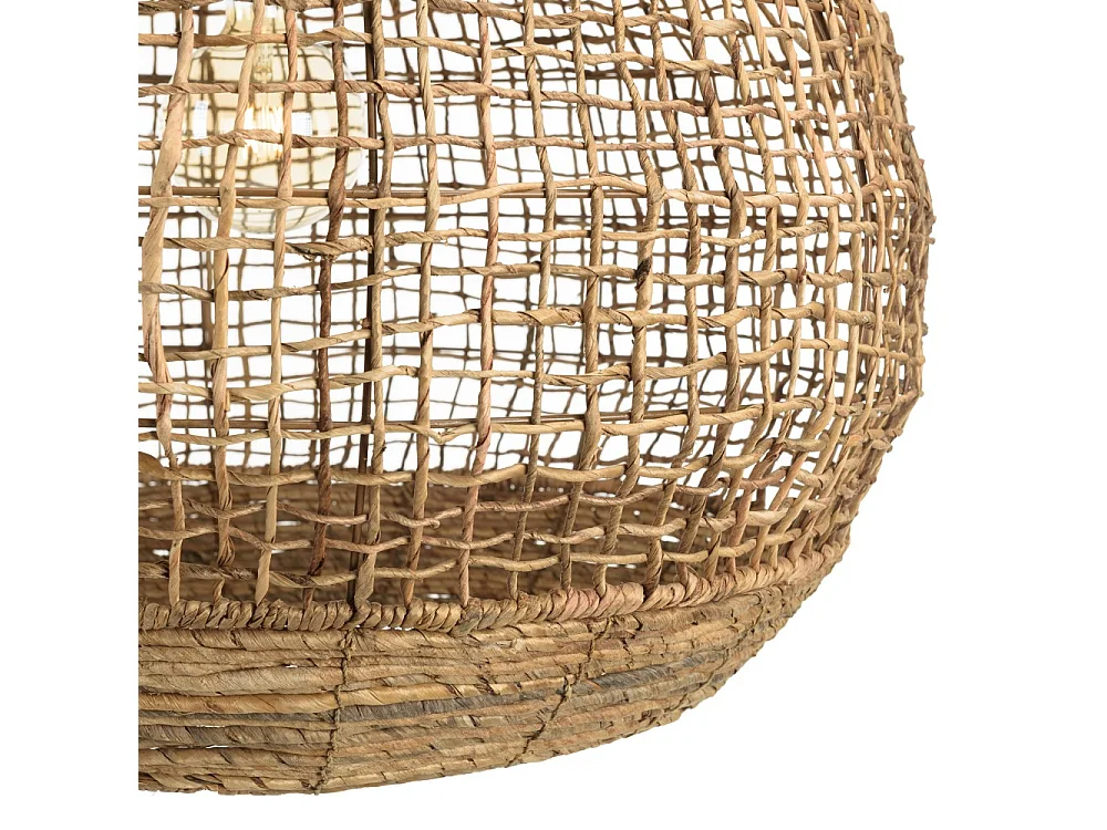 SIXTINE - Suspension 'boule' 83x83cm en bois teck et rotin naturelle