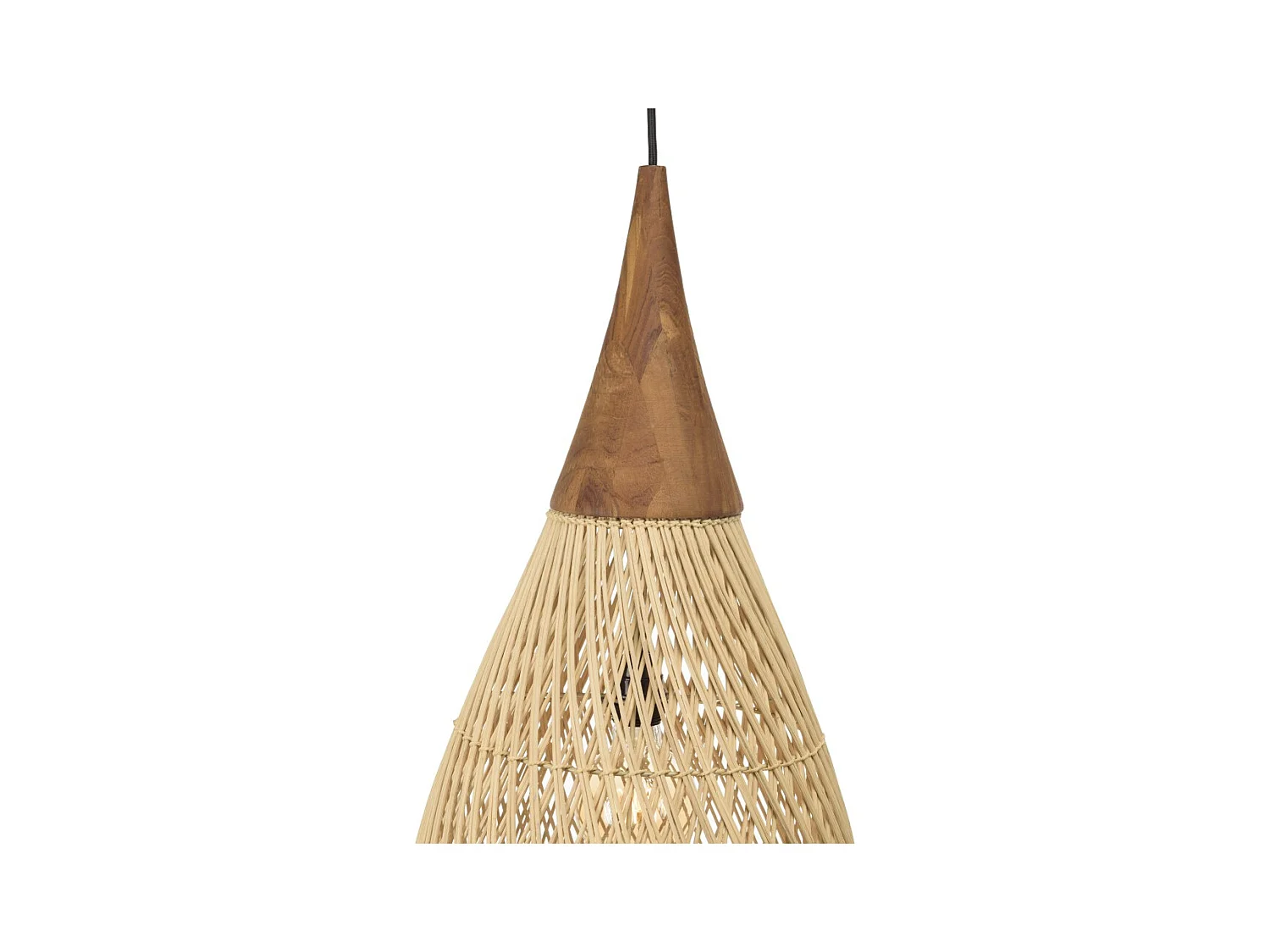 SIXTINE - Suspension 'goutte' 35x35cm bois de teck et rotin naturelle