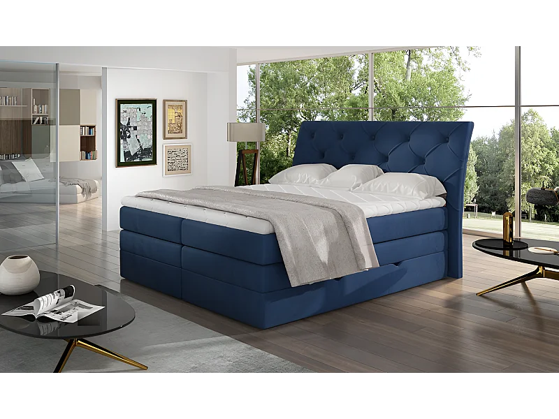 Boxspringbett Westwood M (160x200) Stoff-Blau