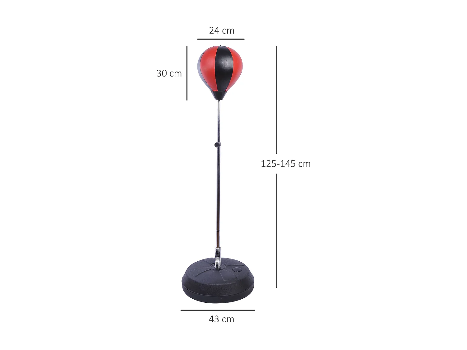 Sac de frappe punching ball avec gants et pompe hauteur reglable 125 à 145 cm