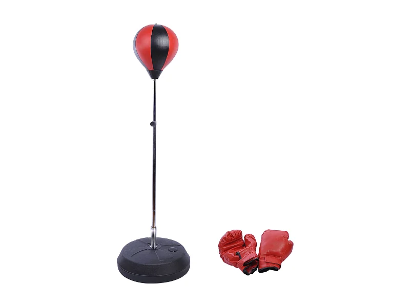Sac de frappe punching ball avec gants et pompe hauteur reglable 125 à 145 cm