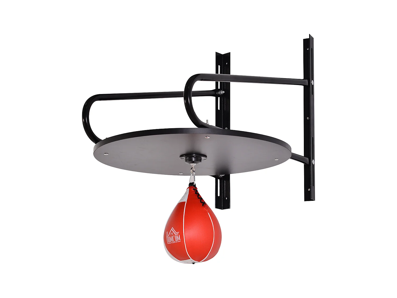 Punching ball poire de vitesse boxe avec support plateau tournant + pompe MDF acier revêtement synthétique rouge noir