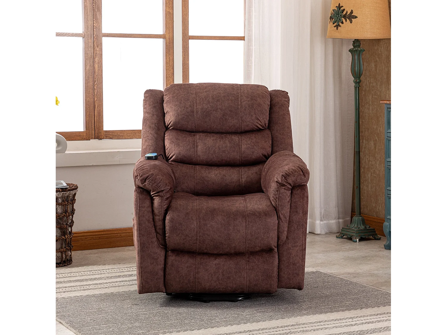 Fauteuil releveur électrique en cuir PU, fauteuil de massage inclinable, meuble réglable pour le dos, pieds avec 3 positions, port USB, chauffage, porte-gobelets