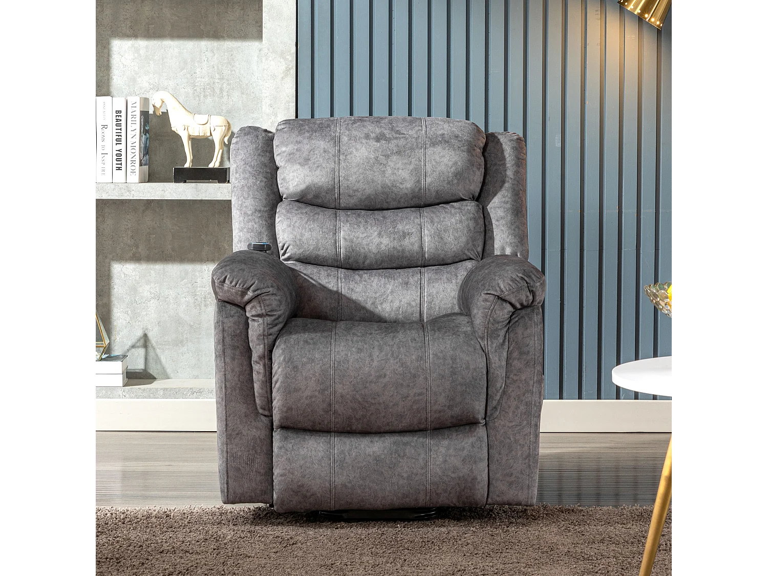 Fauteuil releveur électrique en cuir PU, fauteuil de massage inclinable, réglable pour le dos, pieds avec 3 positions, port USB, chauffage, porte-gobelets