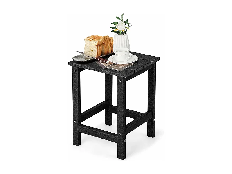 Table d’appoint extérieure en hdpe résistante aux intempéries, 36 x 36 x 47 cm, noir