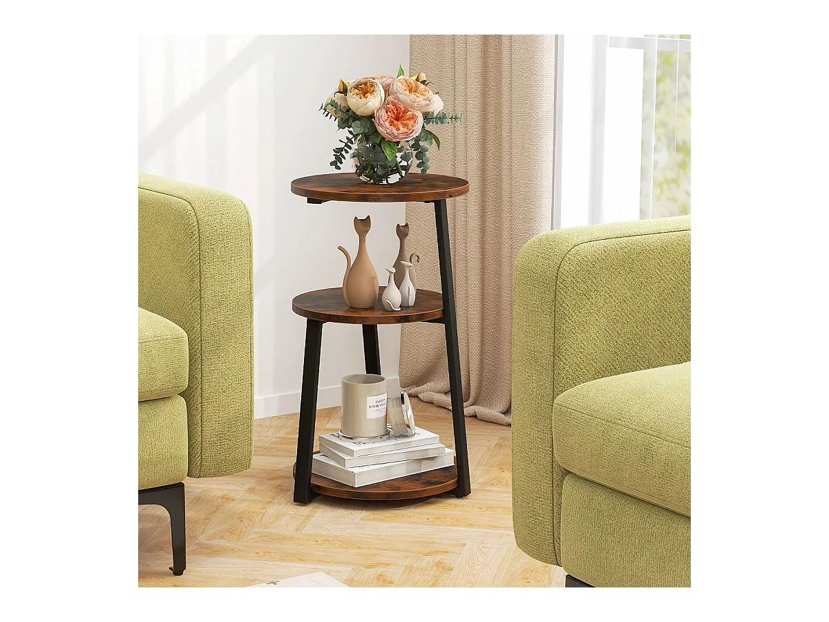 Table d'appoint （lot de 2) , bout de canape 3 niveaux, cadre en métal, 40,5 x 38 x 62 cm (2)
