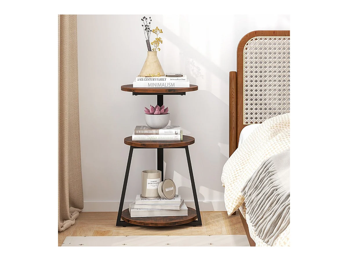 Table d'appoint （lot de 2) , bout de canape 3 niveaux, cadre en métal, 40,5 x 38 x 62 cm (2)