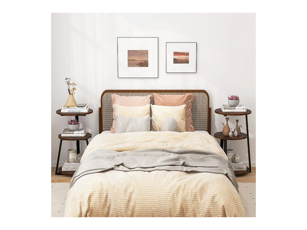 Table d'appoint （lot de 2) , bout de canape 3 niveaux, cadre en métal, 40,5 x 38 x 62 cm (2)