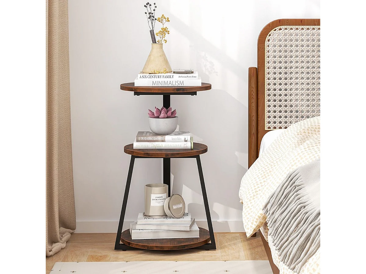 Table d'appoint （lot de 2) , bout de canape 3 niveaux, cadre en métal, 40,5 x 38 x 62 cm (2)