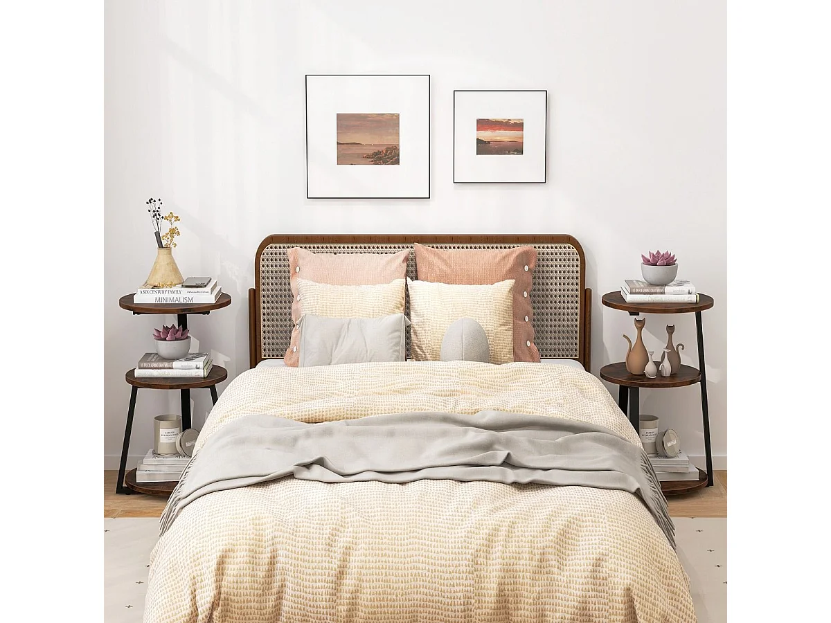 Table d'appoint （lot de 2) , bout de canape 3 niveaux, cadre en métal, 40,5 x 38 x 62 cm (2)