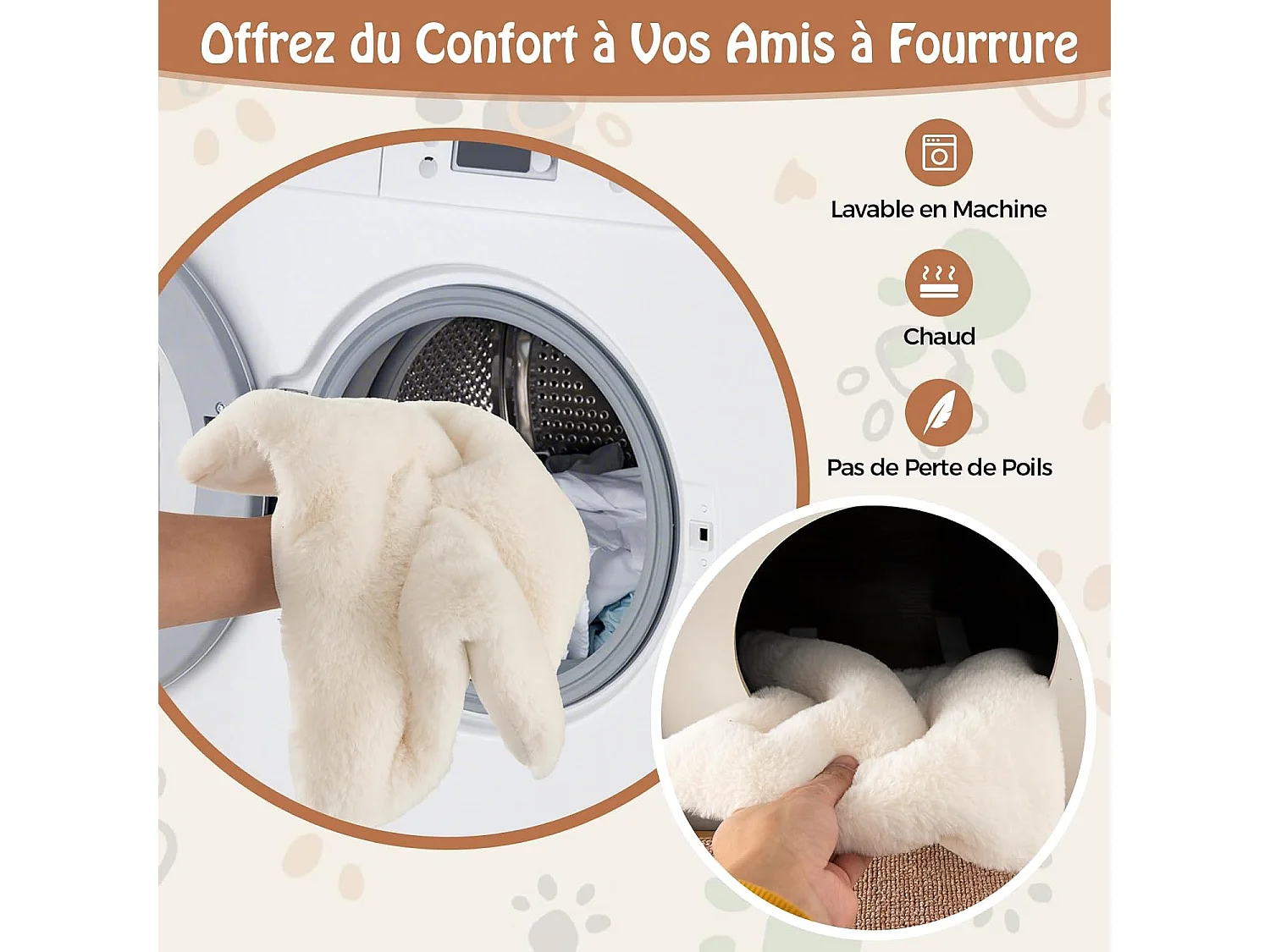 Table d'appoint et condo pour chat, avec griffoir et tapis à gratter amovible, (naturel)