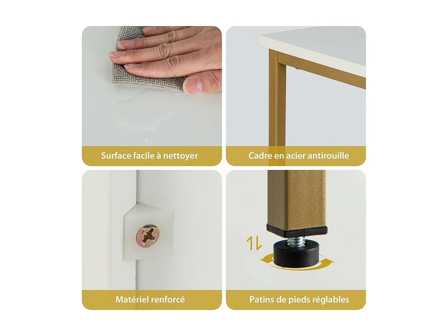 Buffet cuisine, meuble bas cuisine 3 compartiments, 2 étagère, 110 x 42,5 x 88 cm (blanc)